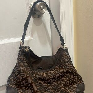 Liz Claiborne Black and Brown Patterned Shoulder Bag